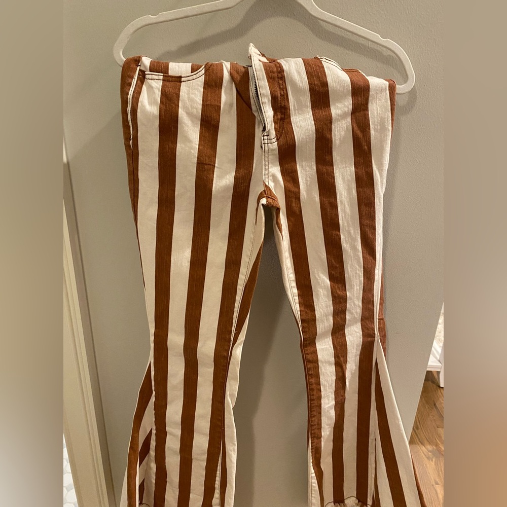 Altar’d State Flared Jeans - Brown & White Stipes